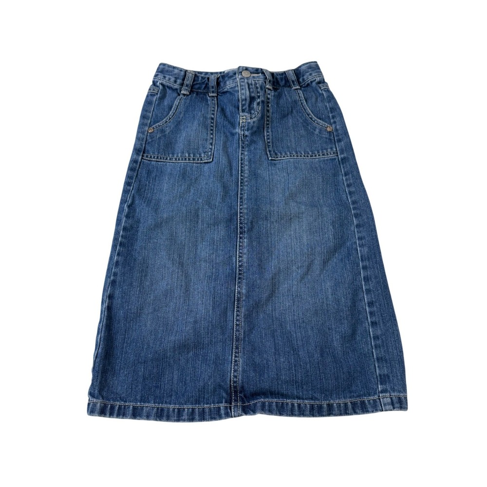 Old Navy Denim Y2K Midi Skirt 6 Blue Casual Modest Cotton Vintage 2000s Prairie